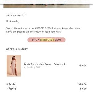 Birds Grey Devon Bridesmaids Dress in Taupe